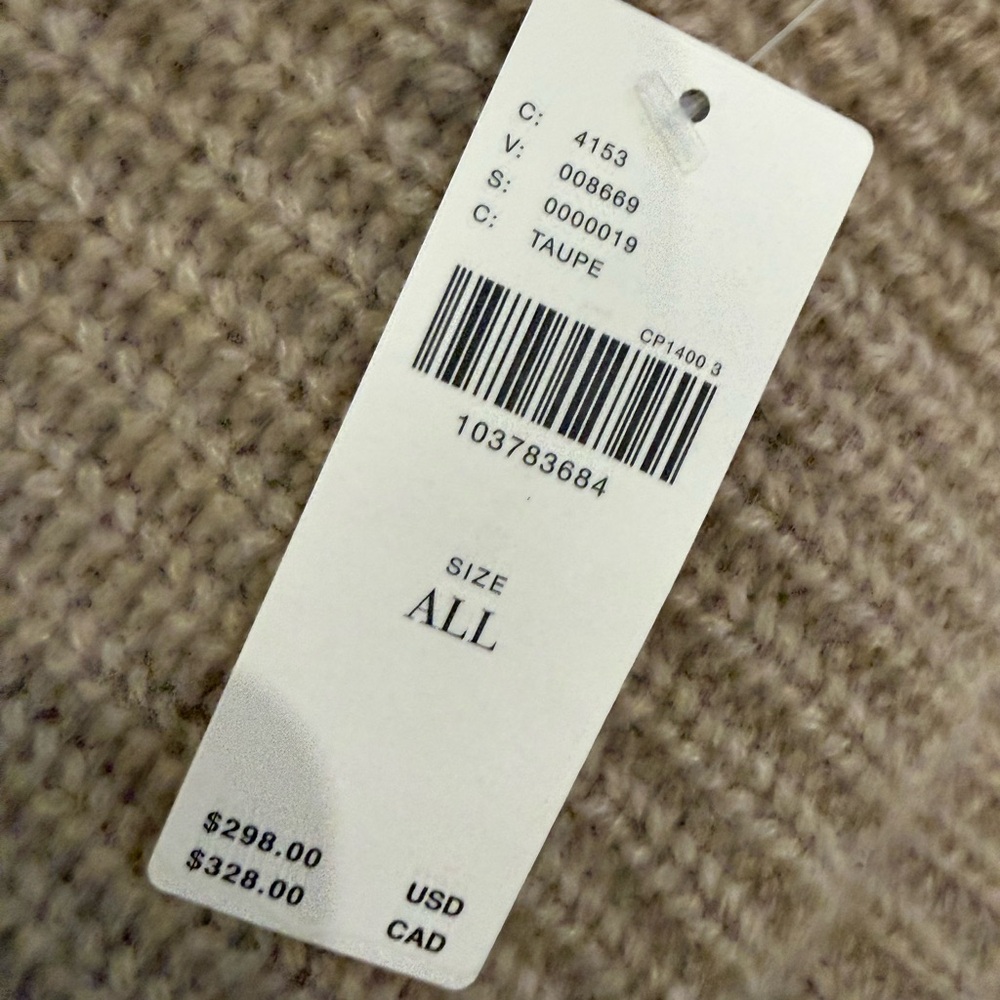 Anthropologie Ribbed Cashmere Wrap Taupe $298 NWT - Picture 5 of 5